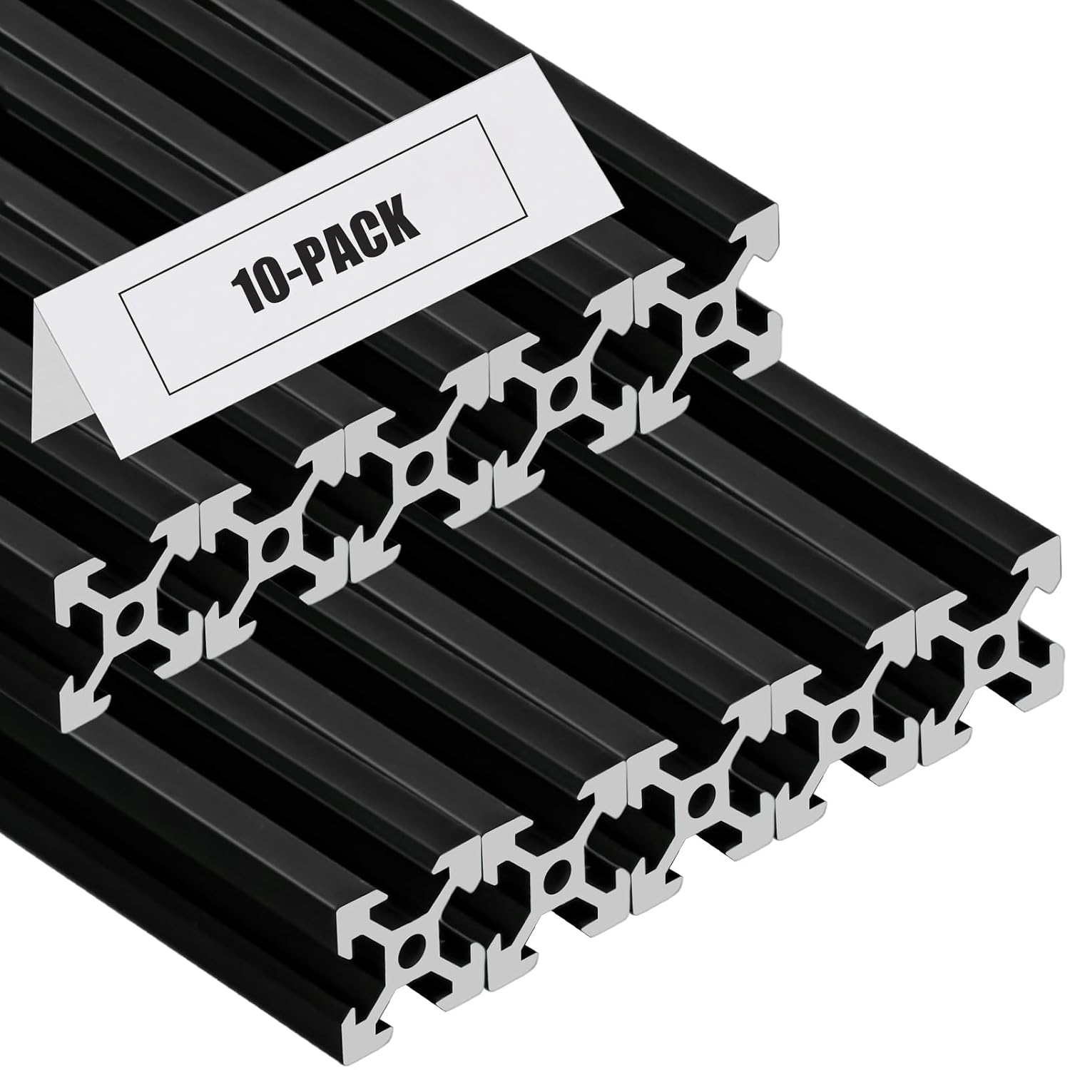 2020 V Aluminum Extrusion, 10PCS 2000mm European Standard Anodized Extruded Aluminum Profile Extrusion Linear Rail for 3D Printer and CNC Machine DIY Projects- Black