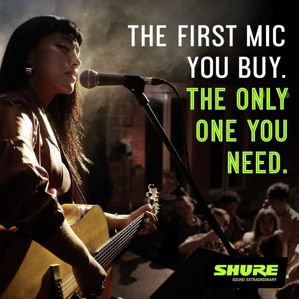 Shure SM58 Professional Dynamic Vocal Microphone with 25-Foot XLR Cable – Cardioid Mic for Live Performance, Studio Recording, Podcasting & Streaming (SM58-CN), Black & Silver