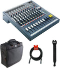 Soundcraft EPM 8-8 Mono + 2 Stereo Audio Console with Gator Cases 1515 Mixer Bag, Fastener Straps (10-Pack) & XLR Cable Bundle