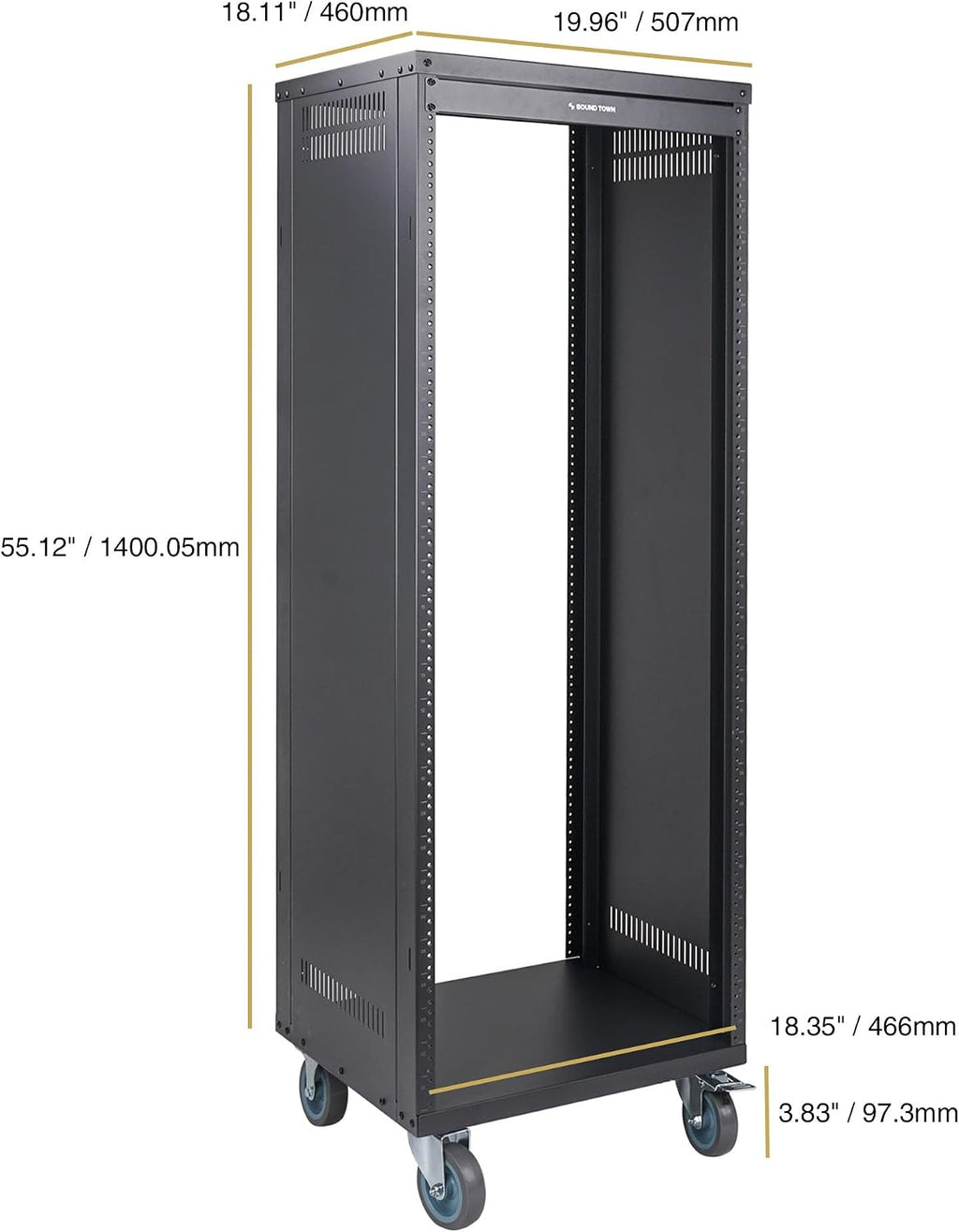 Sound Town 30U Universal Steel Rack, w/Mesh Doors, Locking Casters, Vented Side Panels for Audio Video, Server and Network Equipment (STRK-M30UWD)