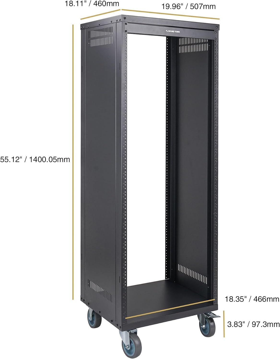 Sound Town 30U Universal Steel Rack, w/Mesh Doors, Locking Casters, Vented Side Panels for Audio Video, Server and Network Equipment (STRK-M30UWD)