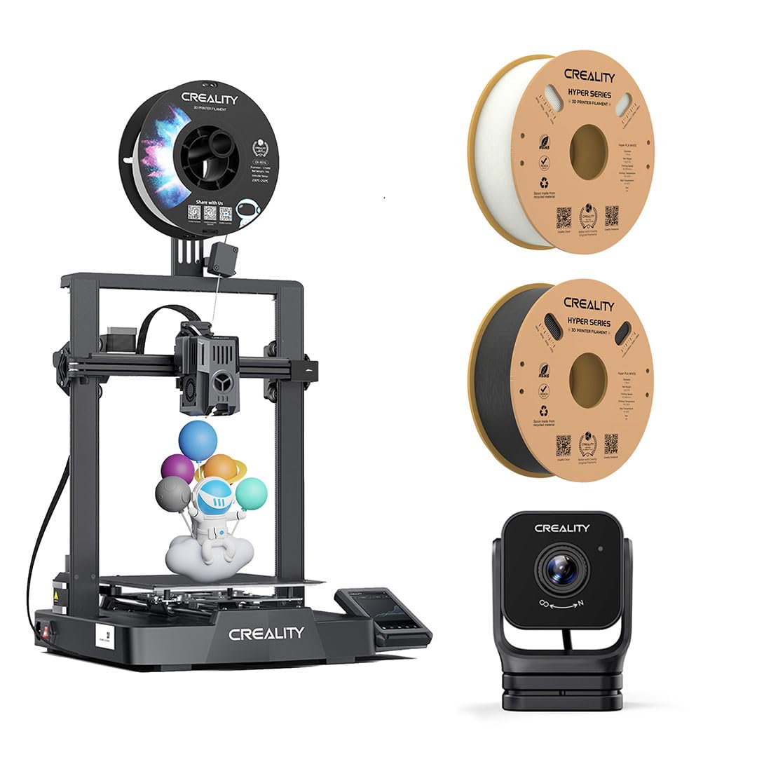 Creality Ender 3 V3 KE 3D Printer 1kg x 2 Pack High Speed PLA Included, and Creality Nebula Camera