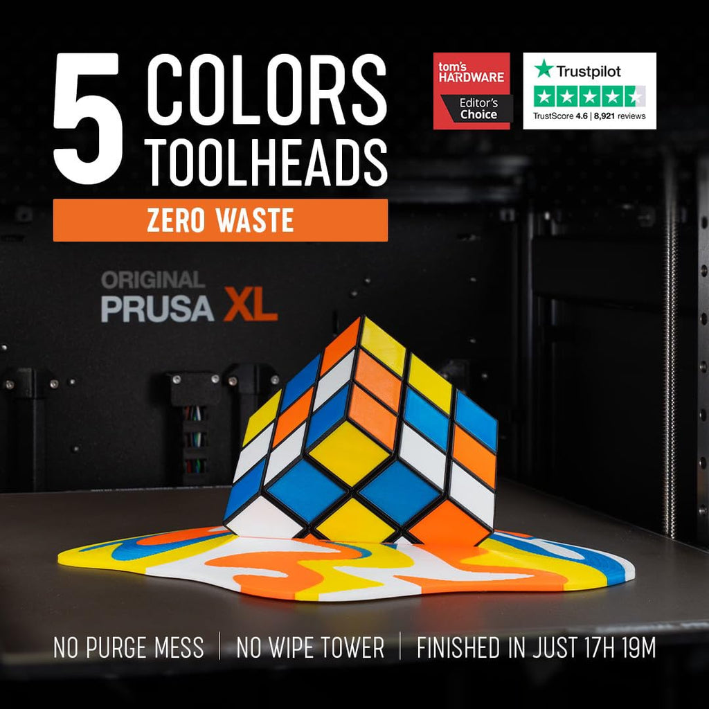 Original Prusa XL Assembled 5-Toolhead 3D Printer, Large-Scale CoreXY, Tested, Build Volume 360×360×360mm, 5 Independent Toolheads, Multi-Material, 1.75mm Filament