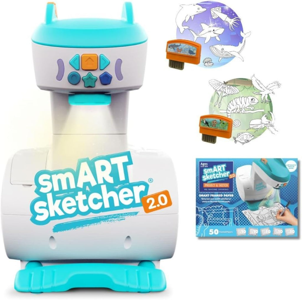 Smart Sketcher 2.0 Drawing Projector Set, 4-in-1 Bundle with Jungle & Ocean Packs, 180+ Activities, Educational Art Toy, Birthday Gift for Kids 5+