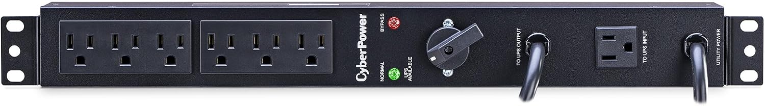 CyberPower MBP15A6 Maintenance Bypass PDU, 120V/15A, 6 Outlets, 1U Rackmount Black
