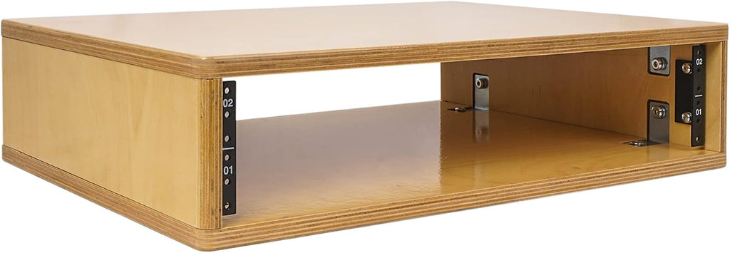 Sound Town DIY 2U Studio Rack with Solid Baltic Birch Plywood, Golden Oak for Recording Room, Home Studio (SDRK-Y2)