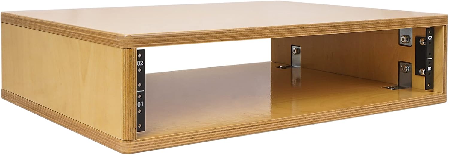 Sound Town DIY 2U Studio Rack with Solid Baltic Birch Plywood, Golden Oak for Recording Room, Home Studio (SDRK-Y2)