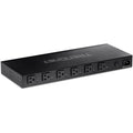 TRENDnet 6-Outlet Managed PDU, TPI-06, Rackmount Power Distribution Unit, UL Certified, 1 x NEMA 5-15R Bypass Power Outlet, 1 x Gigabit RJ-45 Port, Overload Protection, Surge Protection 2160J, Black