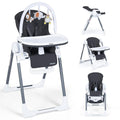 INFANS High Chair for Babies and Toddlers, Foldable Highchair with 7 Different Heights 4 Reclining Backrest Seat 3 Setting Footrest, Removable Tray Built-in Rear Wheels with Locks