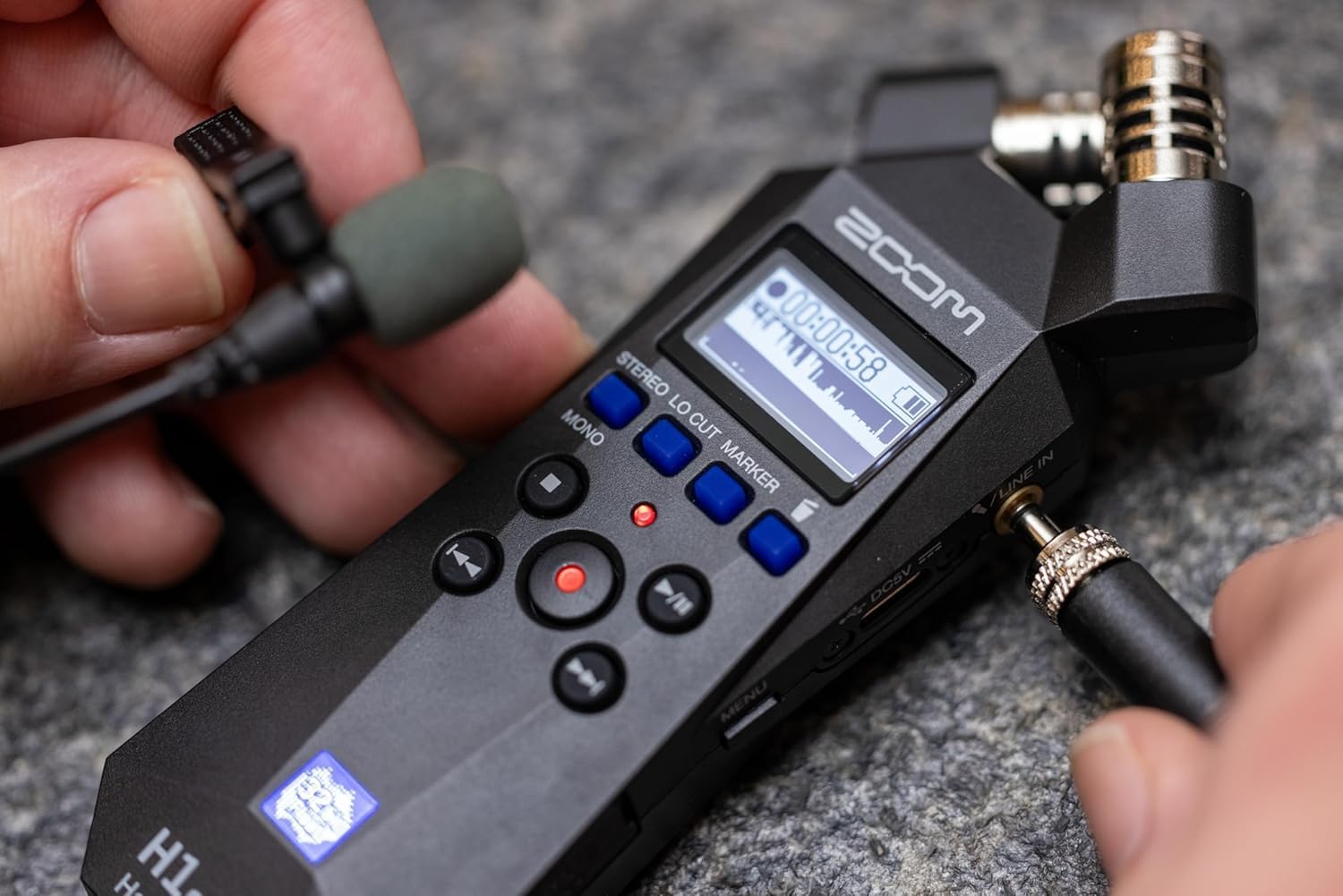 Zoom H1essential 2-Track 32-Bit Float Portable Audio Recorder Bundle with APH-1e with Hairy Windscreen, Padded Shell Case, AC Adapter, & USB C-Cable