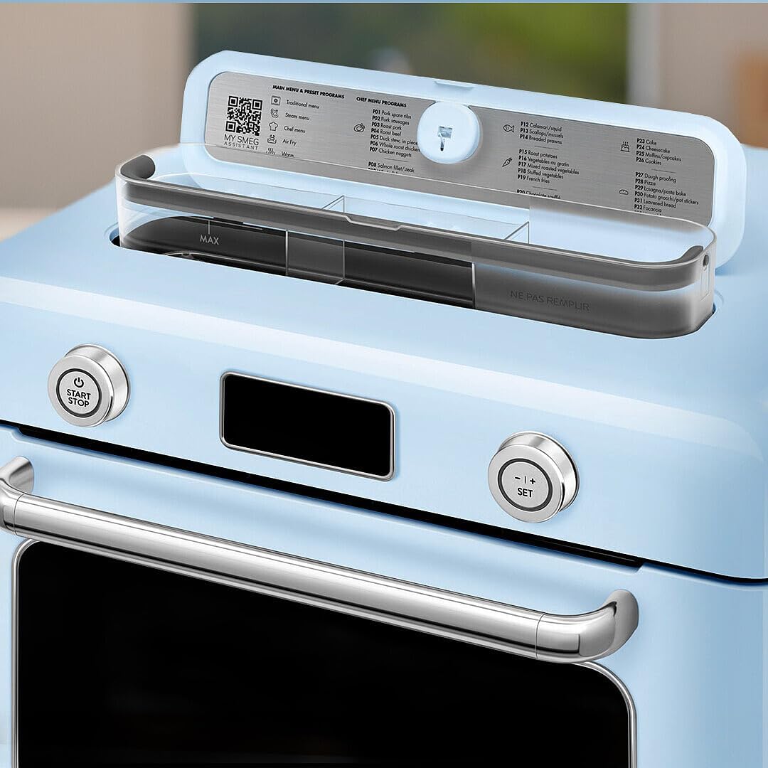 SMEG COF01Countertop Combi Oven - Multi-Function Grill, Air Fry, Steam, Bake, Convection, Defrost, and Warm, 10 Cooking Functions - Made In Italy (Pastel Blue)