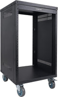 Sound Town 16U Universal Steel Rack, w/ 3' Locking Casters, Vented Side Panels for Audio Video, Server and Network Equipment (STRK-M16U)