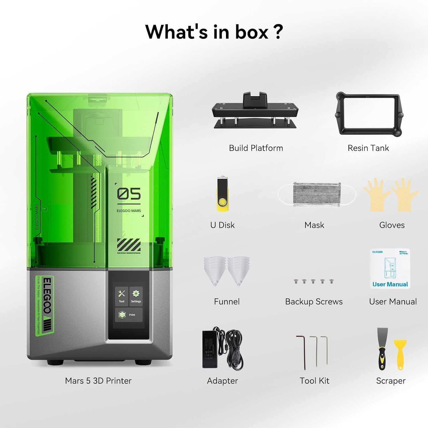 ELEGOO Mars 5 MSLA Resin 3D Printer, Resin Printer for Beginner with Auto-Leveling, Smart Mechanical Sensor, Overheat Protection, 6.6-inch 4K LCD Screen, Printing Size of 5.91 X 5.65 X 3.53 Inches