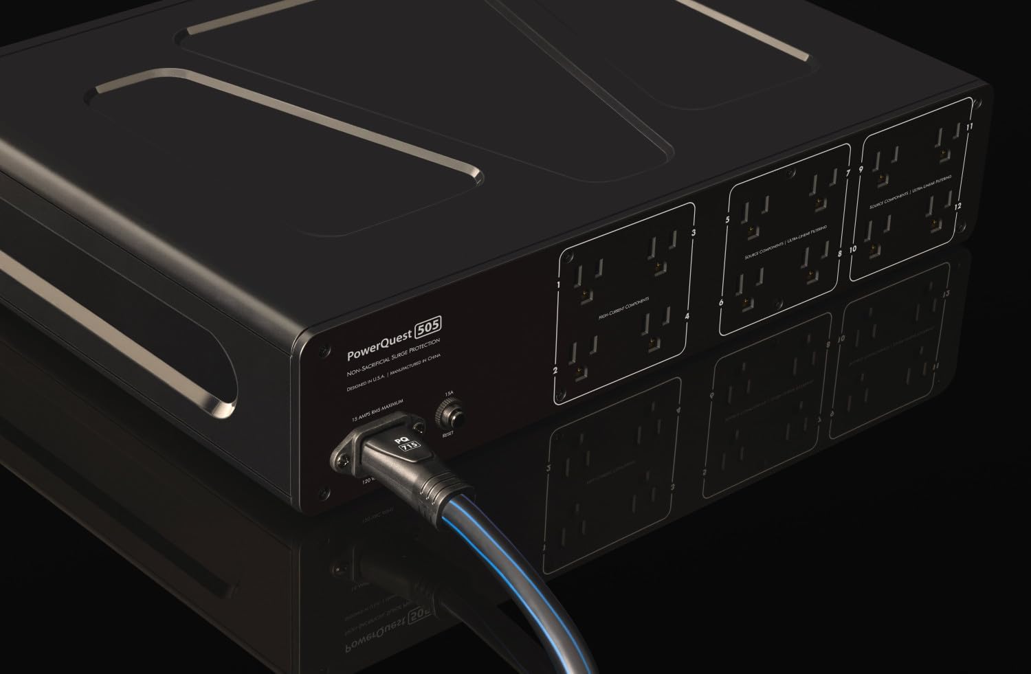 AudioQuest PQ505NA PowerQuest 505 12 Outlet Surge Protector with an AudioQuest NRGY3US01 1.0M Low-Noise AC Power Cable (2023)