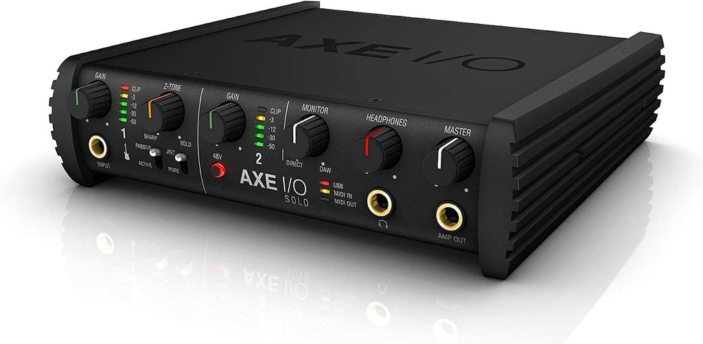 IK Multimedia AXE I/O SOLO premium 2-in 3-out 24-bit, 96 kHz USB audio interface for Mac/PC with advanced guitar tone shaping, Hi-Z re-amp out and massive AmpliTube and TONEX software bundle