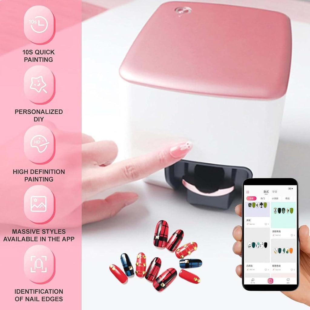 Electric Mini Nail Art Printer,WiFi Connection Control, Automatically Recognize Nail Shape,Fast Drawing in 10S,for Girls' Home Nails