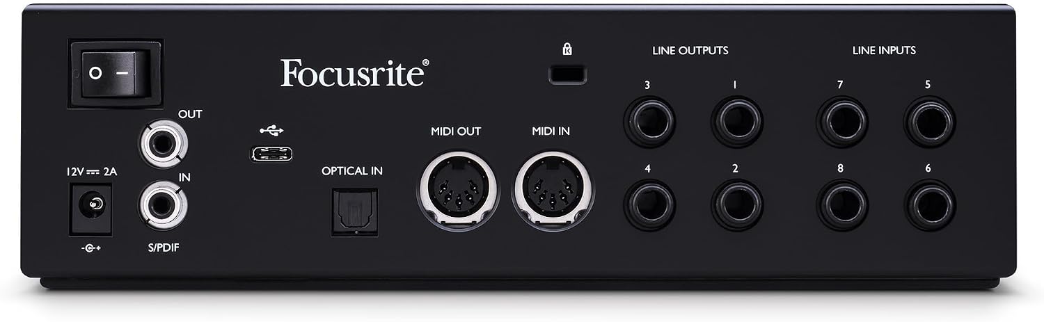 Focusrite Clarett Plus 4Pre 18-In and 8-Out Audio Interface Bundle with Headphones, 25-Feet XLR Microphone Cable (4-Pack), and TRS Cable (2-Pack) (8 Items)