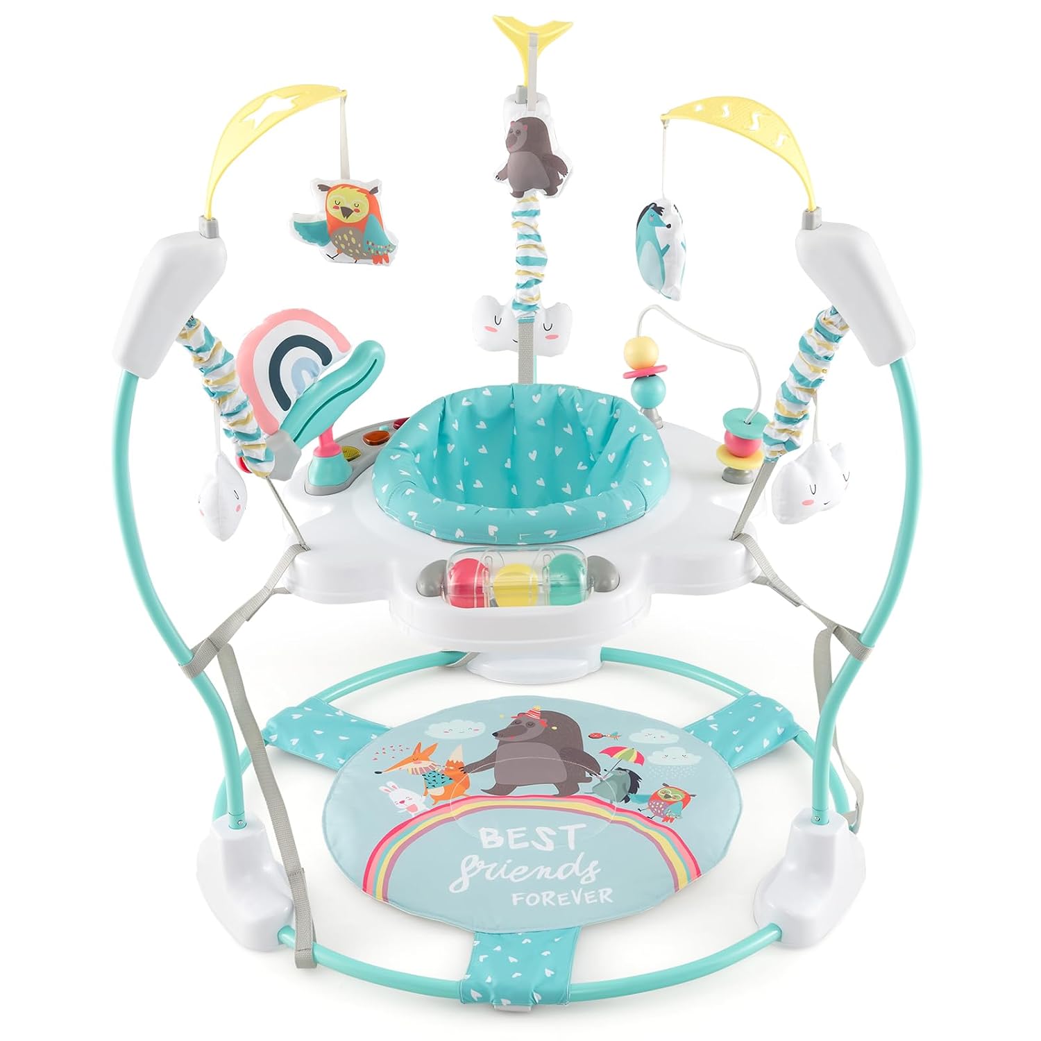BABY JOY Baby Jumpers and Bouncers, Infant Activity Center with Music Lights Sounds, 360° Rotating Seat and 3 Adjustable Heights, Baby Play and Learning Center for 6-12 Months