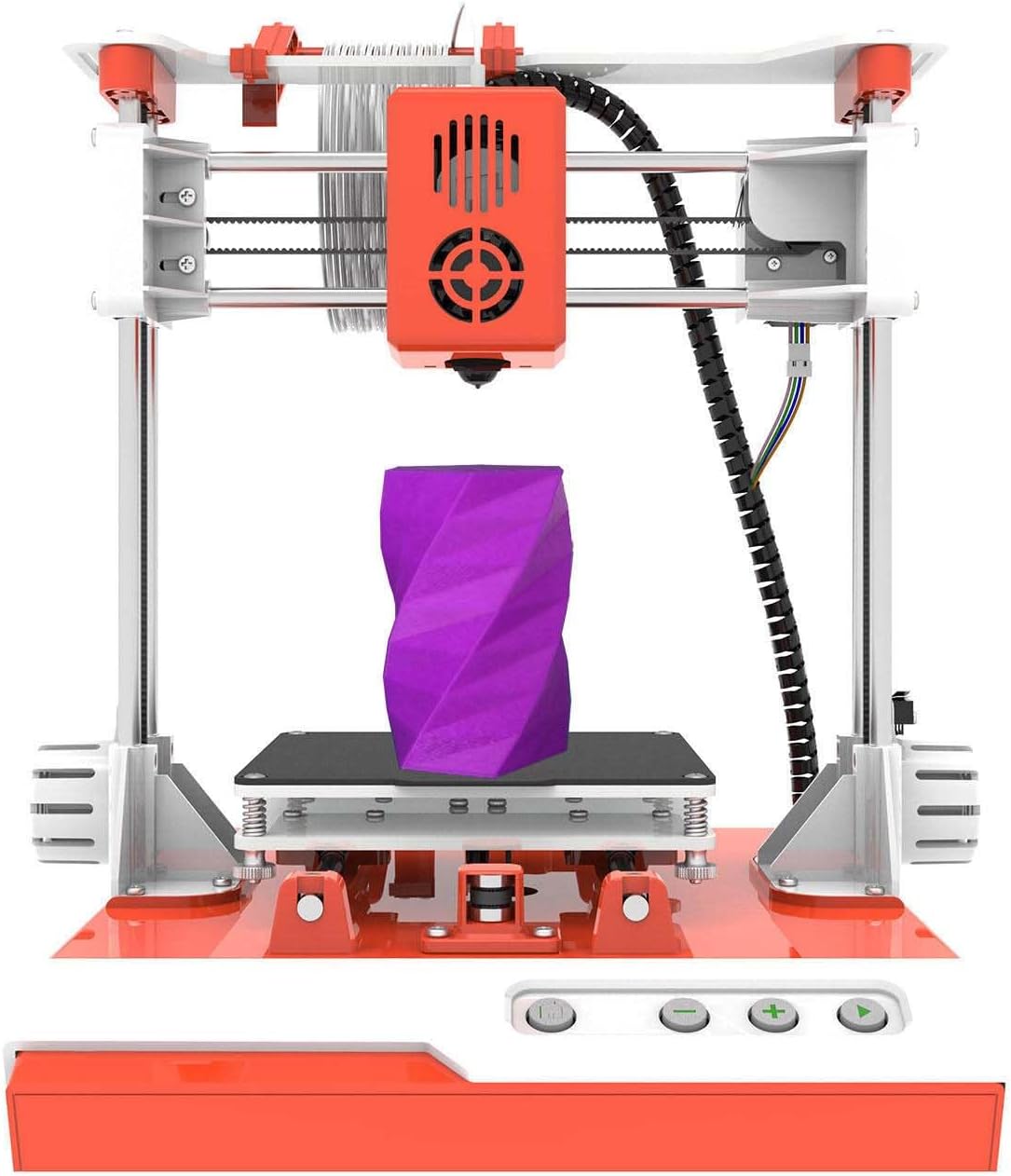 3D Printer for Kids & Beginners - Orange & White Compact Printer, 100x100x100mm Build Volume, Plug & Play with Ultra Quiet, Ideal Home & Education Use