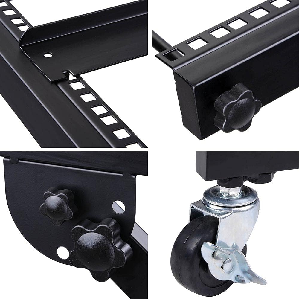 AW Adjustable Rack Mount Studio Equipment Rolling DJ Mixer Stand Stage Cart Music Party Show 12U