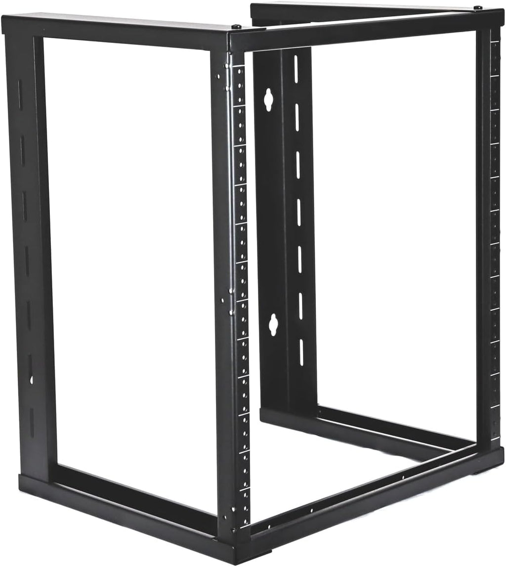 AEONS 12U Open Frame Wall Mount 19-Inch IT Network Server A/V Equipment Rack 16' Depth 12-24 Threaded 2-Post Mounting, Black