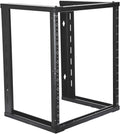 AEONS 12U Open Frame Wall Mount 19-Inch IT Network Server A/V Equipment Rack 16' Depth 12-24 Threaded 2-Post Mounting, Black