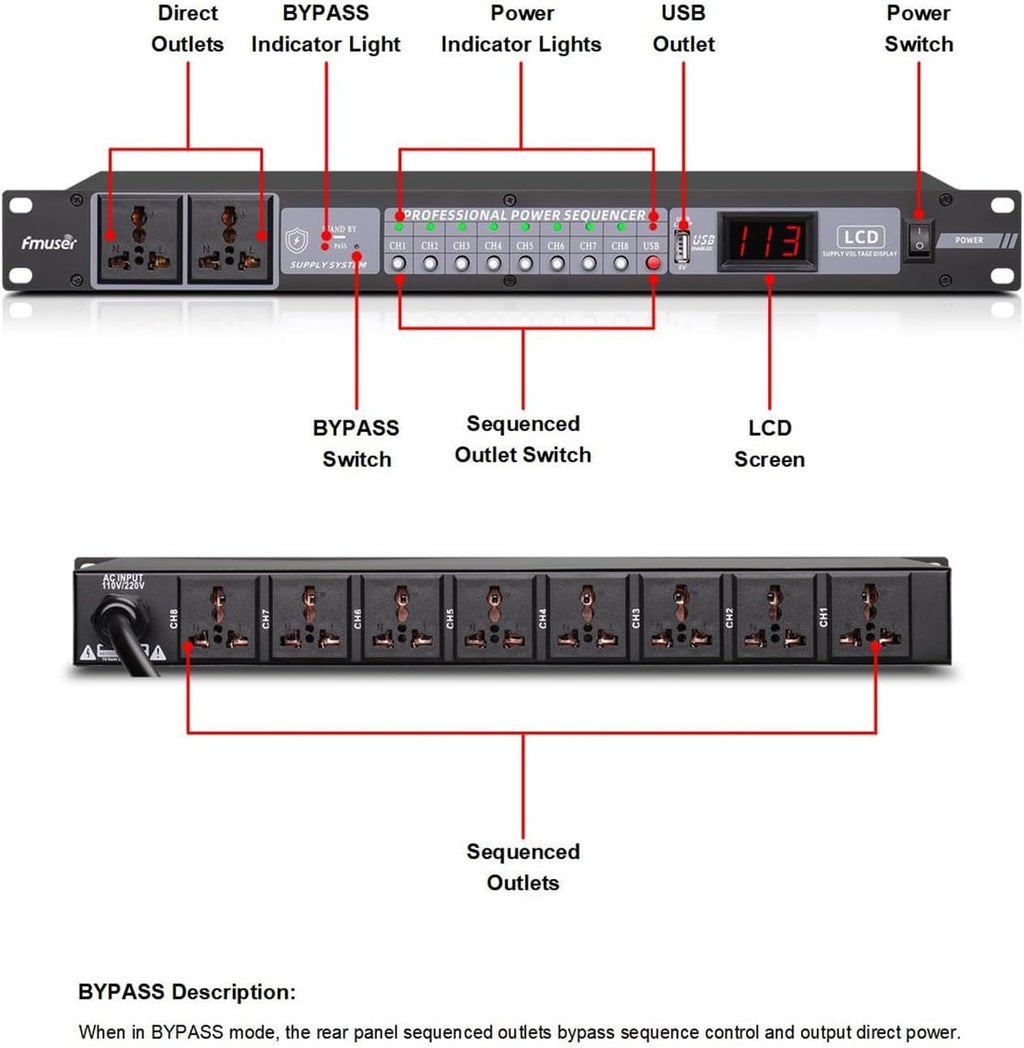 6U Open Frame Network Rack and 10-Outlet Power Sequencer Conditioner Bundle, Ideal for Audio, Networking, Studio, and Home Theater Equipment
