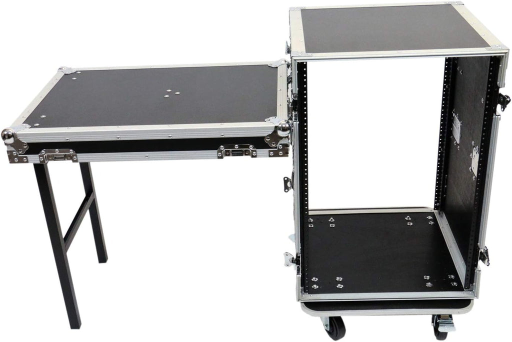 OSP Cases | ATA Road Case | 16-Space Amp Rack | 20' Deep | Standing Lid Table | RC16U-20SL