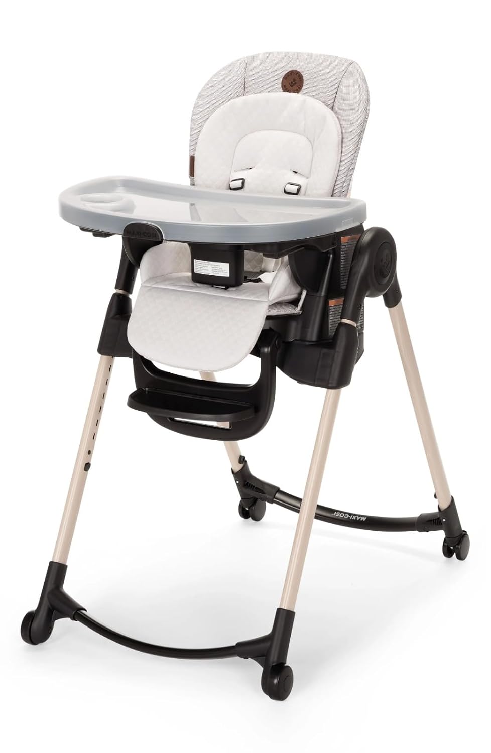 Maxi-Cosi Minla 6-in-1 High Chair for Babies & Toddlers, Portable Foldable Highchair, EcoCare Fabric, 9 Heights, 5 Reclines, 4 Tray Positions, Onyx Sand