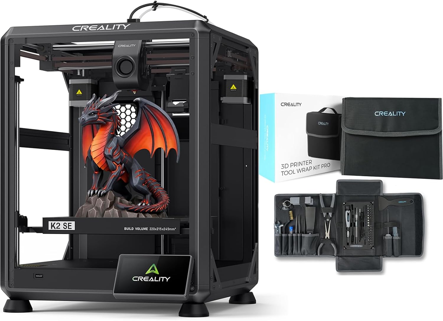 Creality K2 SE 3D Printer Bundle with 74Pcs 3D Printing Tool Wrap Kit