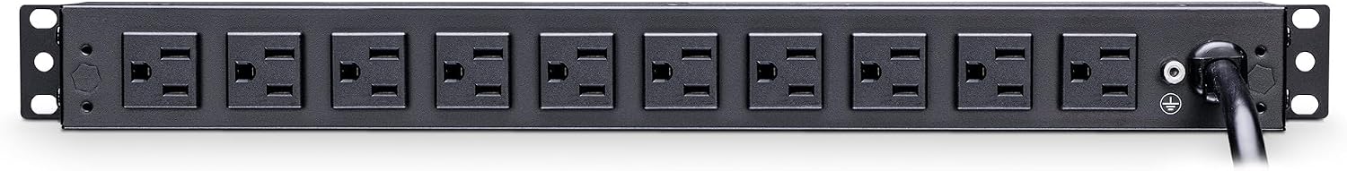 CyberPower RKBS15S2F10R Rackbar Surge Protector, 120V/15A, 12 Outlets, 15 Foot Power Cord, 1U Rackmount, UL Listed