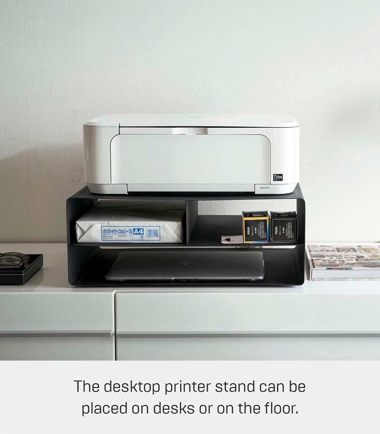 YAMAZAKI Home Tower Desktop Printer Stand - Computer Accessory Office Organizer - Steel