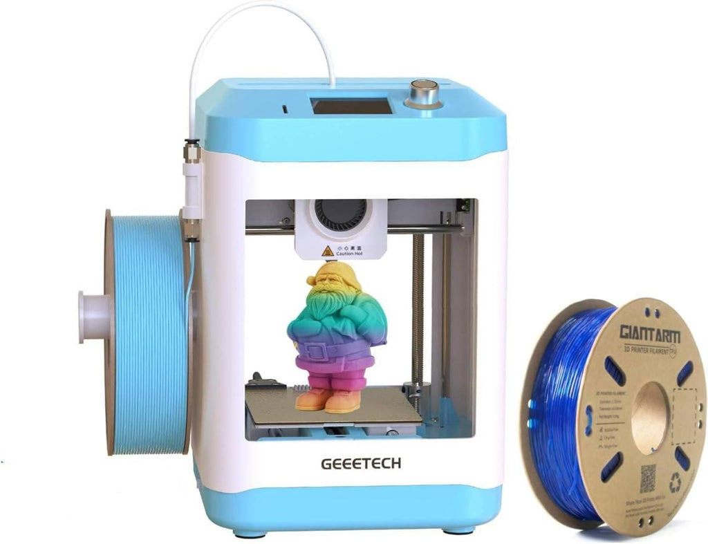 3D Printer for Kids and Beginners with 0.5kg TPU Blue,Geeetech Mini 3D Printers with Auto Leveling,High Speed and Fully Open Source,Fully Assembled Direct Drive Extruder,Print Area 3.94×4.33×3.94 in