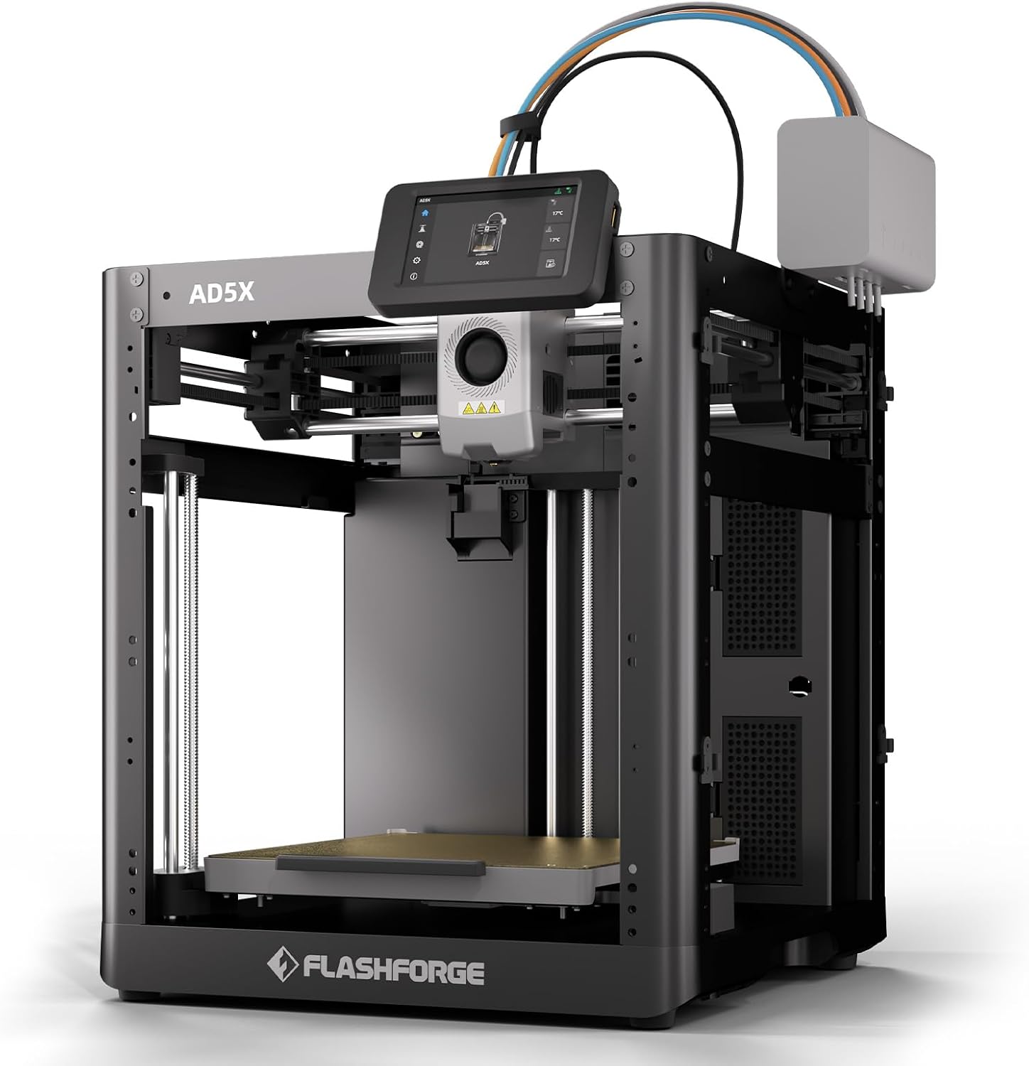 Flashforge AD5X Multi-Color 3D Printer, 600mm/s High-Speed 4 Color 3D Printer with 300˚C Nozzle, Auto Leveling and PEI Flexible Plate, 8.7 x 8.7 x 8.7in