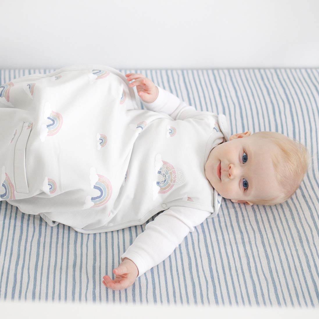 Woolino 4 Season Ultimate Baby Sleep Sack, Merino Wool Baby Sleeping Bag, Organic Cotton Outer, Adjustable 2-24 Months Size Fits Infants & Toddlers - Rainbow