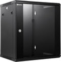 RackPath 12U Wall Mount Network Rack Cabinet – Quiet Cooling Fan, Locking Glass Door, 17.7' Deep (450mm), Removable Locking Side Panels, Fits 19' IT & A/V Equipment