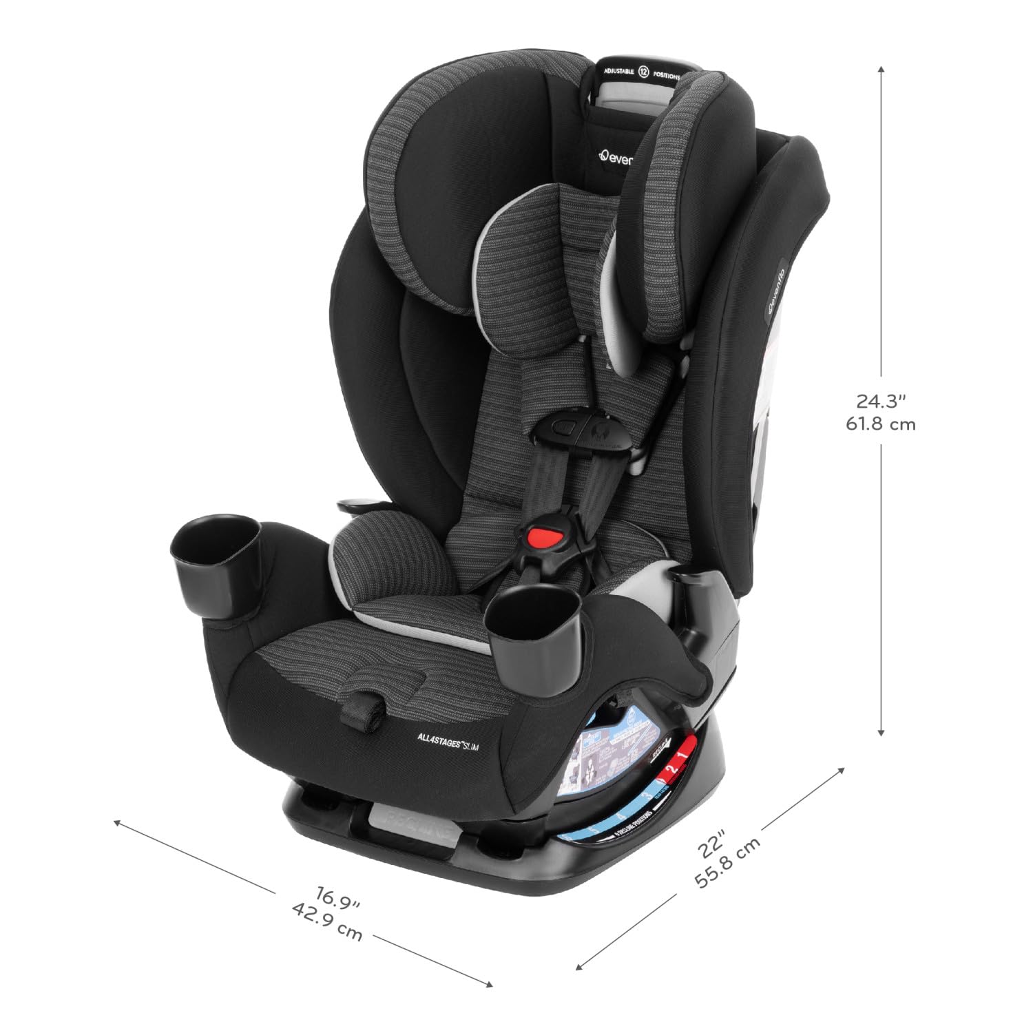 Evenflo All4Stages Slim 4-in-1 Convertible Car Seat (Tybee Black)