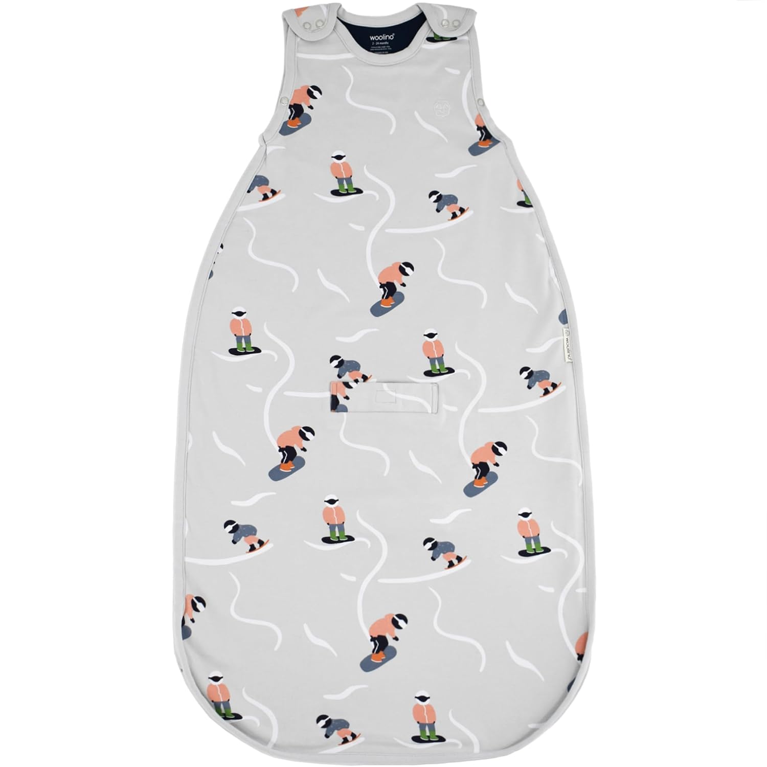 Woolino 4 Season Ultimate Baby Sleep Sack – Merino Wool & Organic Cotton Baby Sleep Bag, Universal Size Wearable Blanket, Adjustable Sleep Sack for Baby 2–24 Months - Snowboarder