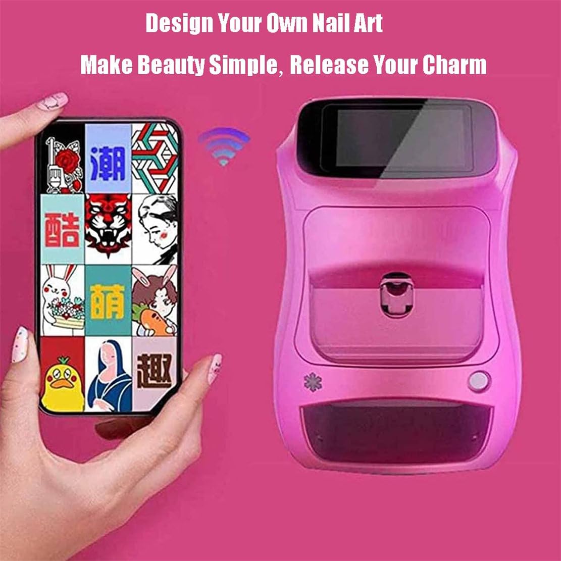 Automatic Smart 3D Art Nail Printer, Digital Mobile Nail Art Printer - Mini Portable Nail Painting Machine Control Through Free Mobile App, for Beauty & Personal Care for Girls' Home Nails