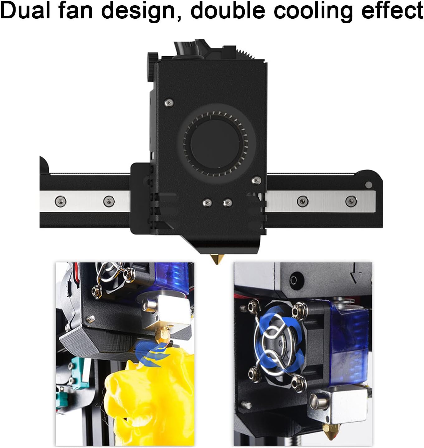 Gonetre Small 3D Printer for Kids Adults Beginners High Double Rail Fast Cooling Quiet DIY 3D Printing Machine for Home Alloy Steel 180x180x180mm (US Plug)