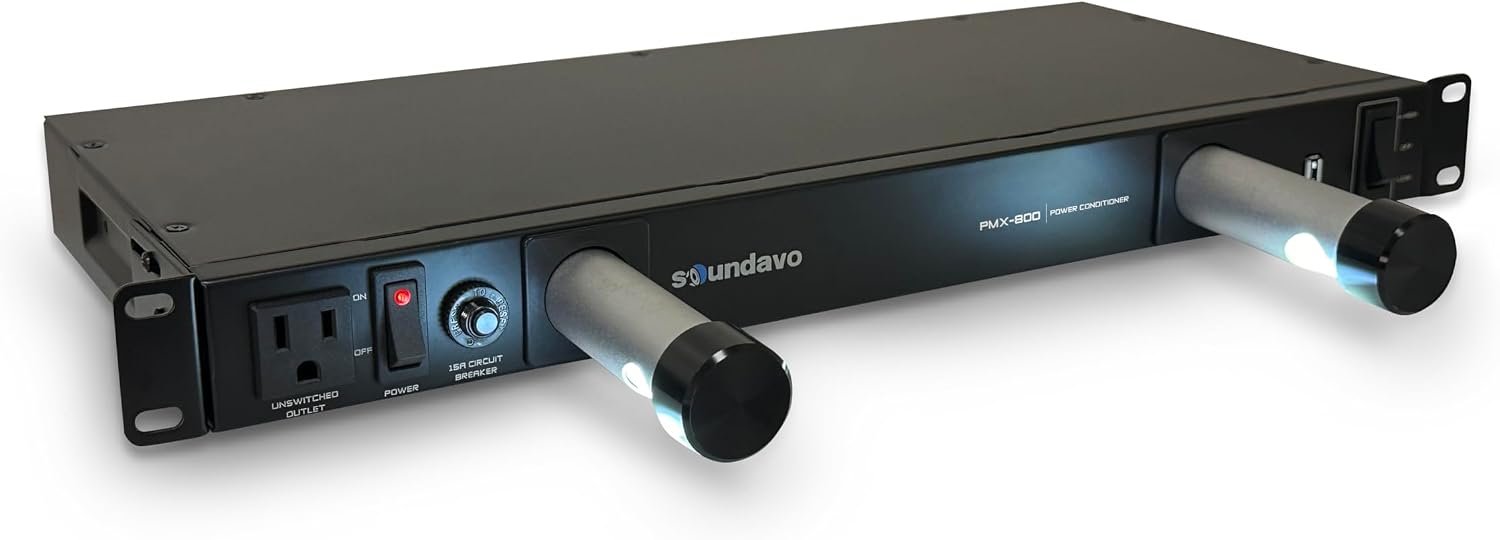 PMX-800 Rack-mount 1U Power Conditioner/Surge Protection - Noise Filtering with 2 Front-panel Pull-out LED Lights (No Sequencer Function)