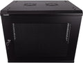 NavePoint 9U Server Rack Enclosure - 17.7' Deep, Wall Mount Network Cabinet with Locking Perforated Door, 19' IT Equipment Compatible, Removable Side Panels, Black