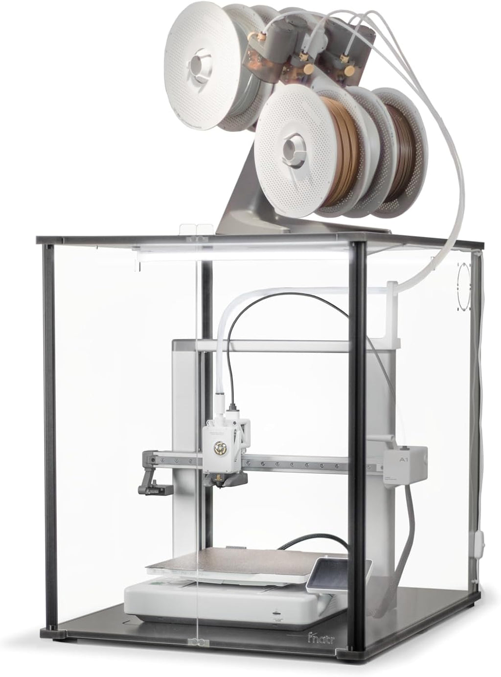 3D Printer Enclosure for Bambu Lab A1 - Fume & Odor Control, Ventilation Cutout for Air Purification, Overheating Protection, LED Light, Versatile AMS Lite Placement, Black