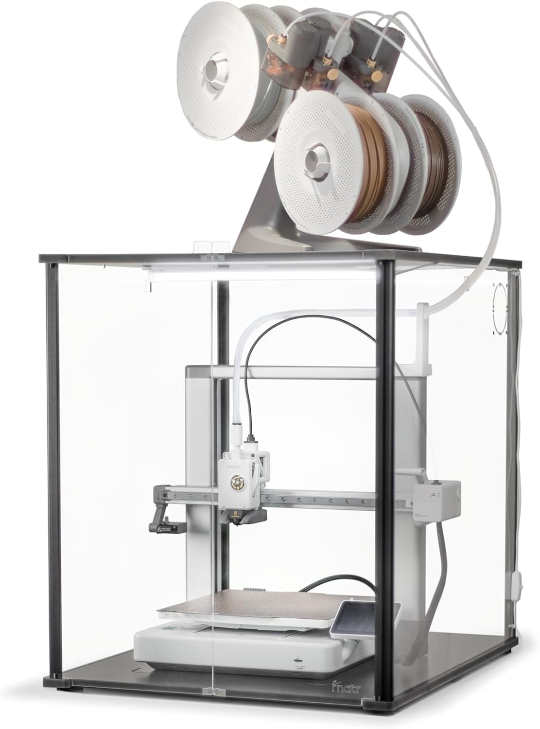 3D Printer Enclosure for Bambu Lab A1 - Fume & Odor Control, Ventilation Cutout for Air Purification, Overheating Protection, LED Light, Versatile AMS Lite Placement, Black