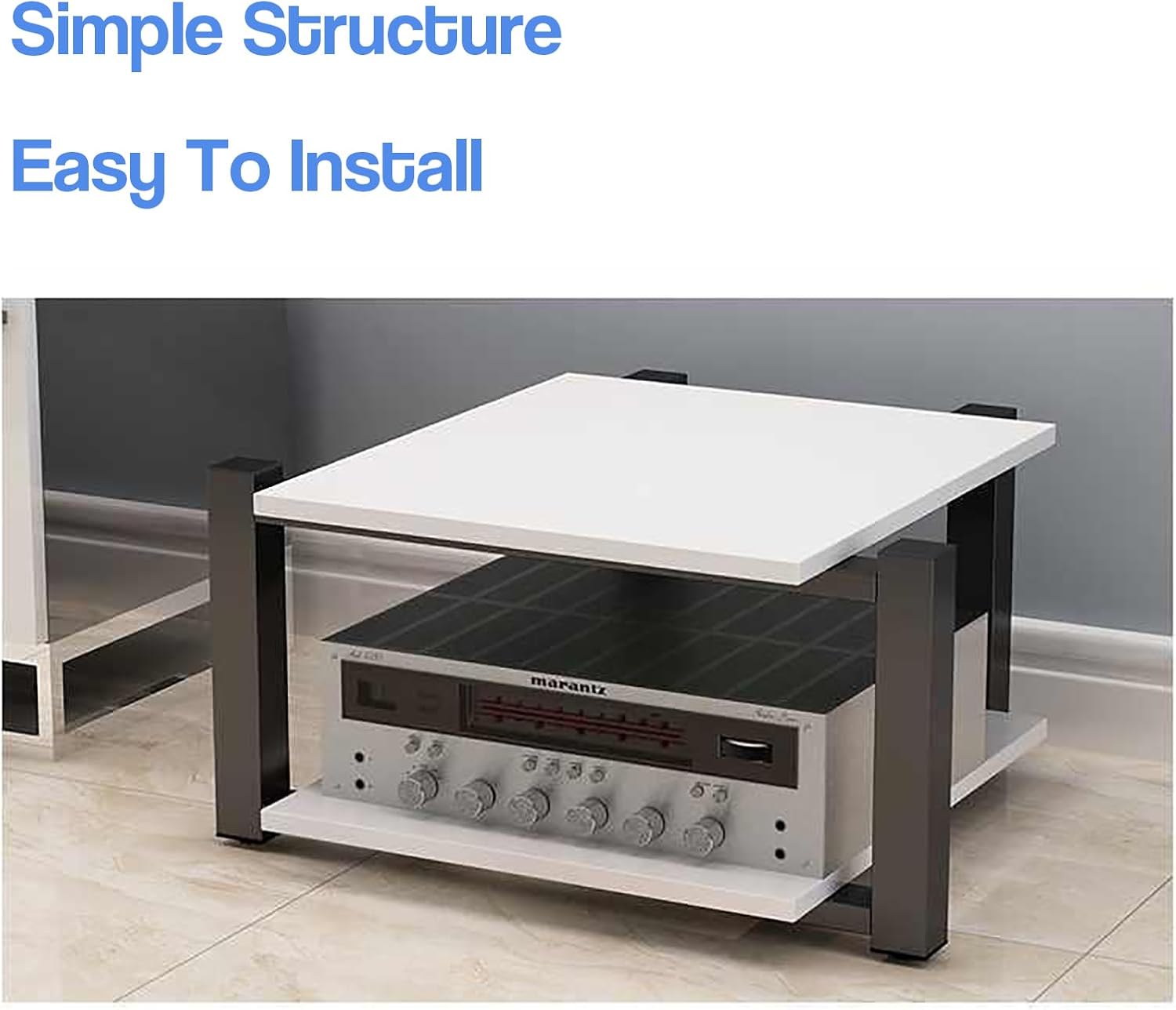 2-Tier Black Audio Rack, AV Media Stand & Stereo Tower Cabinet for Entertainment System, 2/3/4 Tier Options, Ideal for Audio/Video Components and Equipment Display