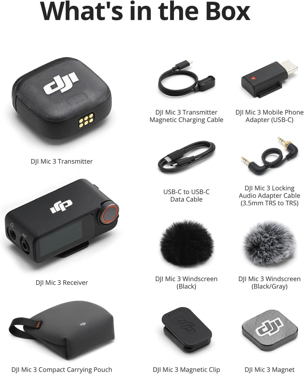 DJI Mic 3 (1 TX + 1 RX), Wireless Lavalier Mic for iPhone/Camera/Android, Ultralight, Extended Operating Time & Fast Charging, 1312ft (400m) Transmission, Noise Cancelling, Vlog, Streaming