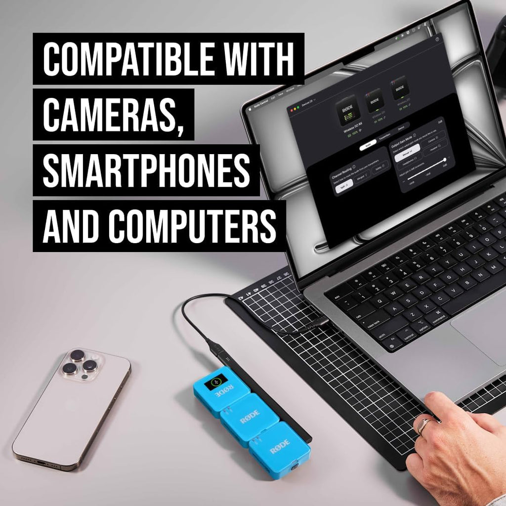 RØDE Wireless GO (Gen 3) – Compact Wireless Mic – Pristine Audio, 32-bit Float Recording, Automatic Level Control, for Phones, Cameras and Computers (Blue)