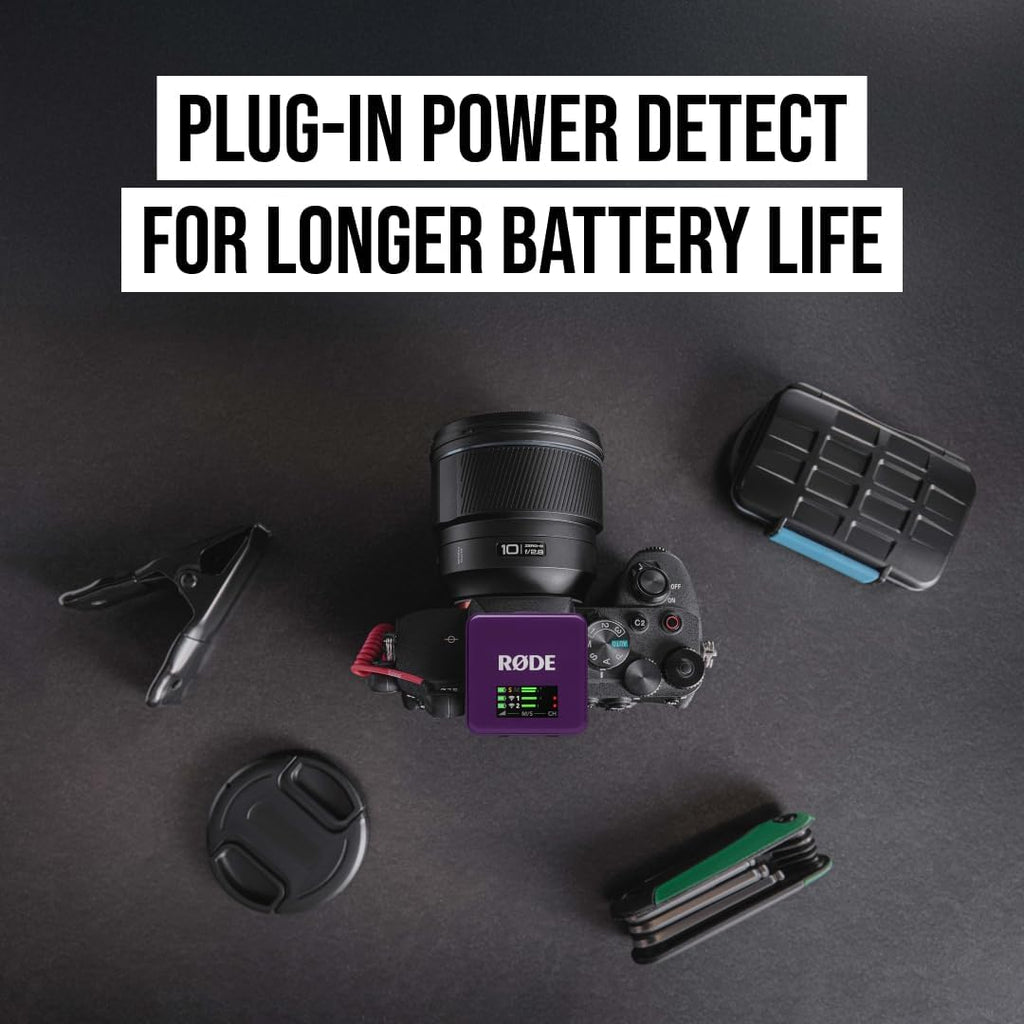 RØDE Wireless GO (Gen 3) – Compact Wireless Mic – Pristine Audio, 32-bit Float Recording, Automatic Level Control, for Phones, Cameras and Computers (Purple)