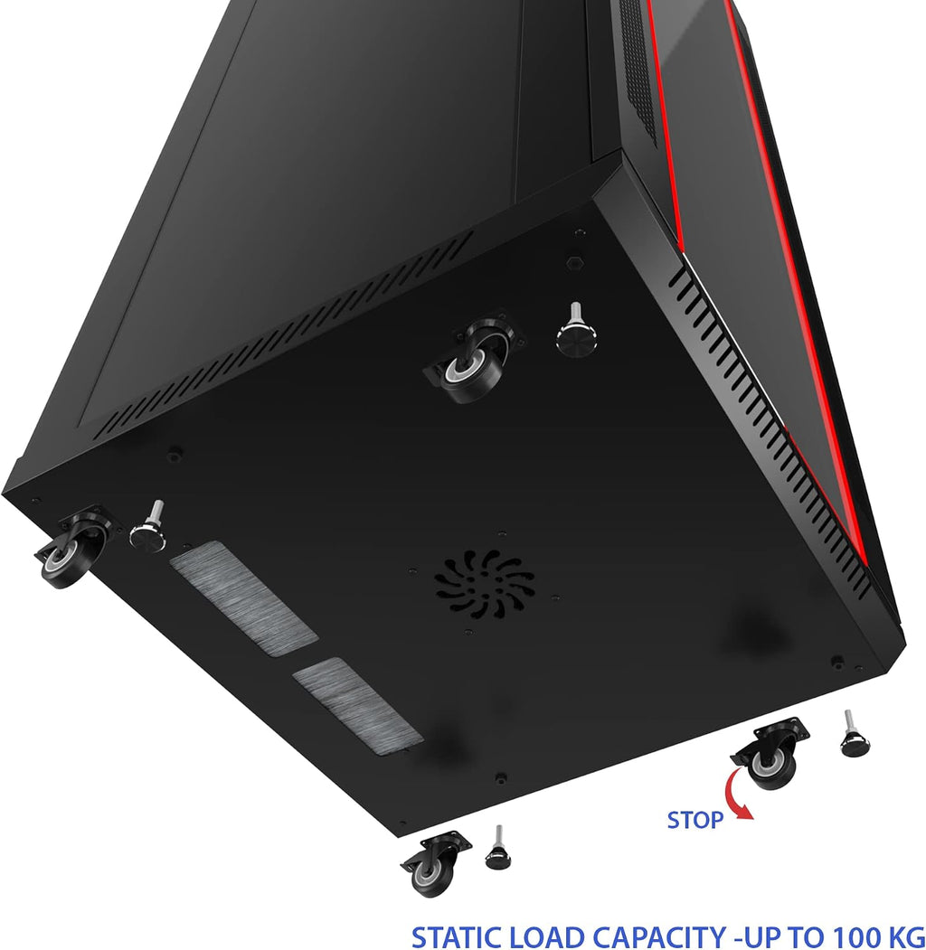 Sysracks 18U Wall Mount Av Server Network Rack 24 inch Deep Data Cabinet on Wheels - Cooling Fan - 2 Shelves - PDU - Casters - Dust Tight Cable Entries