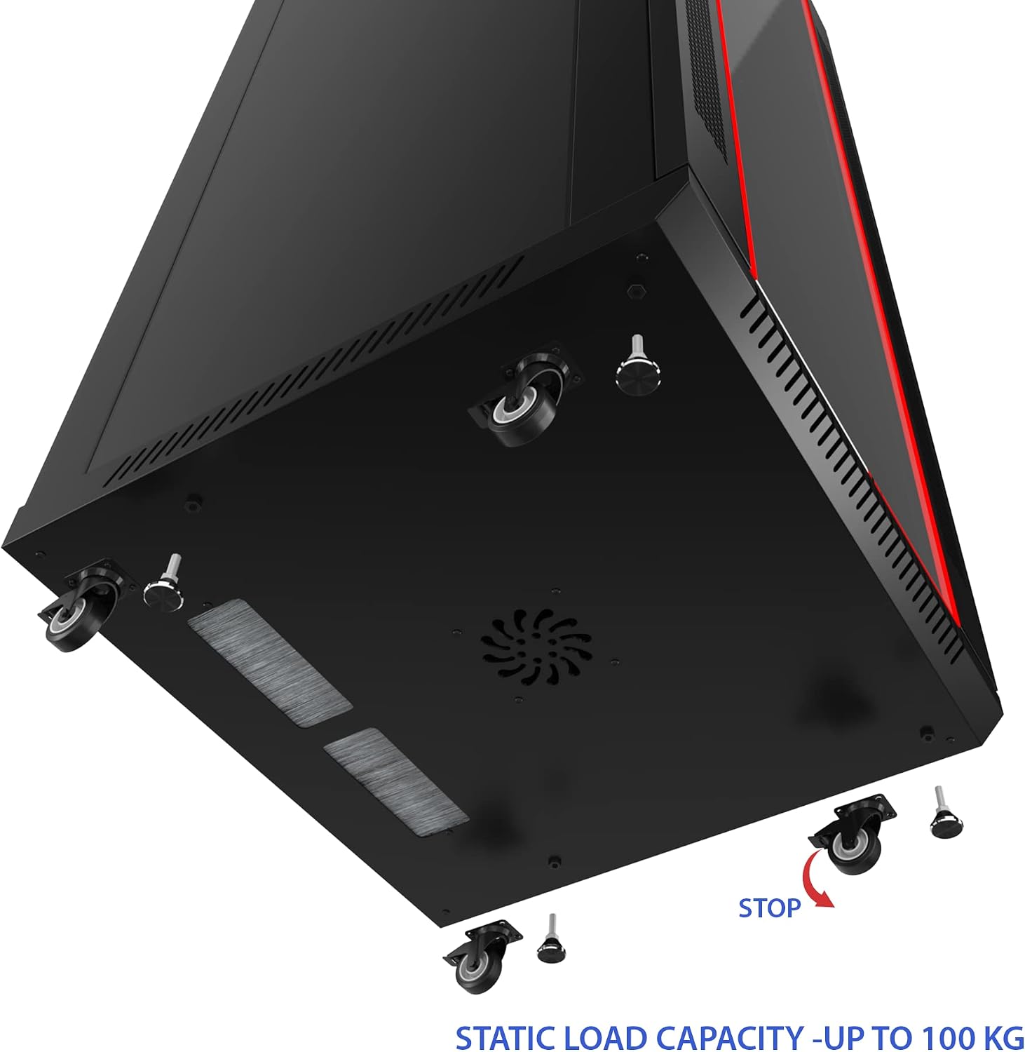 Sysracks 18U Wall Mount Av Server Network Rack 24 inch Deep Data Cabinet on Wheels - Cooling Fan - 2 Shelves - PDU - Casters - Dust Tight Cable Entries